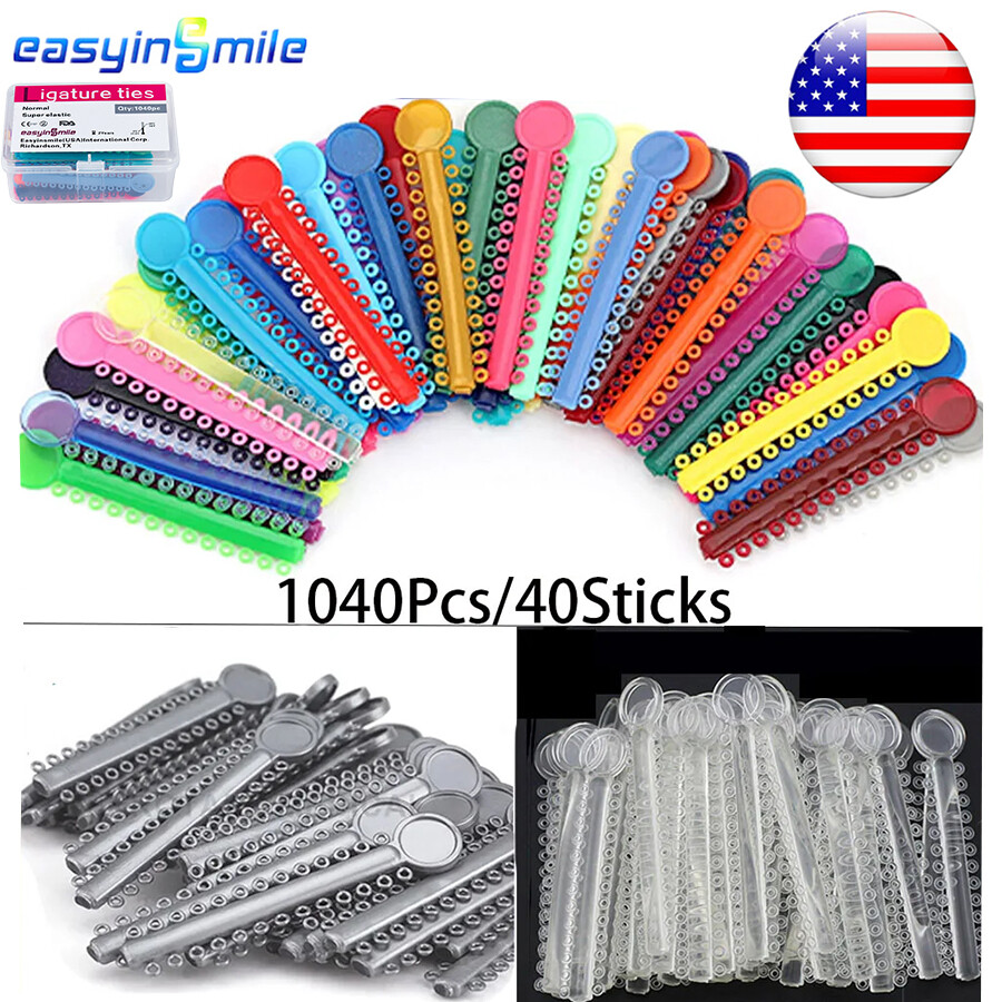 Dental Elastic Ligature Ties Orthodontic Rubber Band for Braces Assorted 1040pc