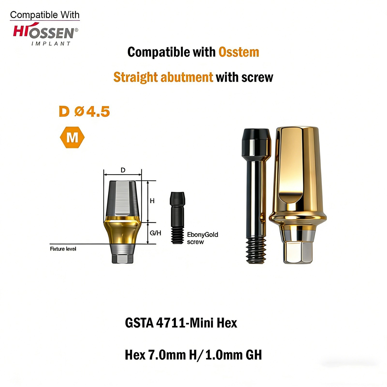 US 5pcs Dental Osstem Hiossen TS Ti Straight Transfer Abutment Hex MINI/Regular
