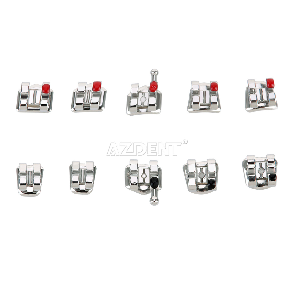 10Packs AZDENT Dental Brackets Mini/Standard MBT/Roth 022/018 Hooks 3 4 5