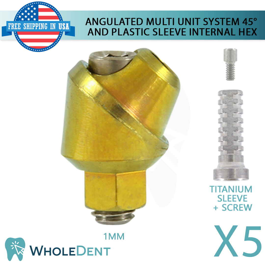 X5 Angulated Abutment Multi Unit 45° Titanium Sleeve Set Dental Implant Int Hex