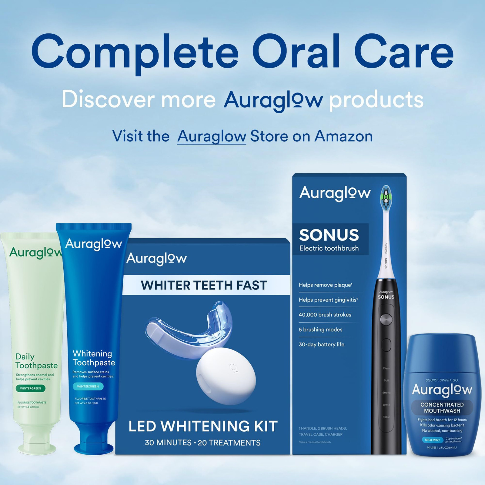 Auraglow Teeth Whitening Kit, LED 1 Count (Pack of 1), Complete Kit