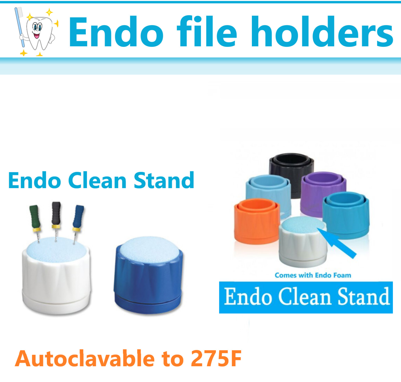 5 x Dental Round Endo Clean Stand Cleaning Foam Sponge File Holder Base – 5/Pack
