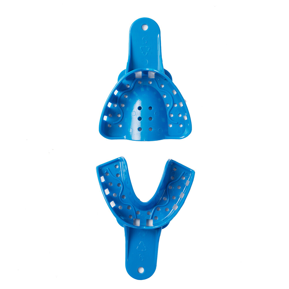 EASYINSMILE 12Pc Dental Plastic Impression Tray Perforated Upper/Lower Autoclave