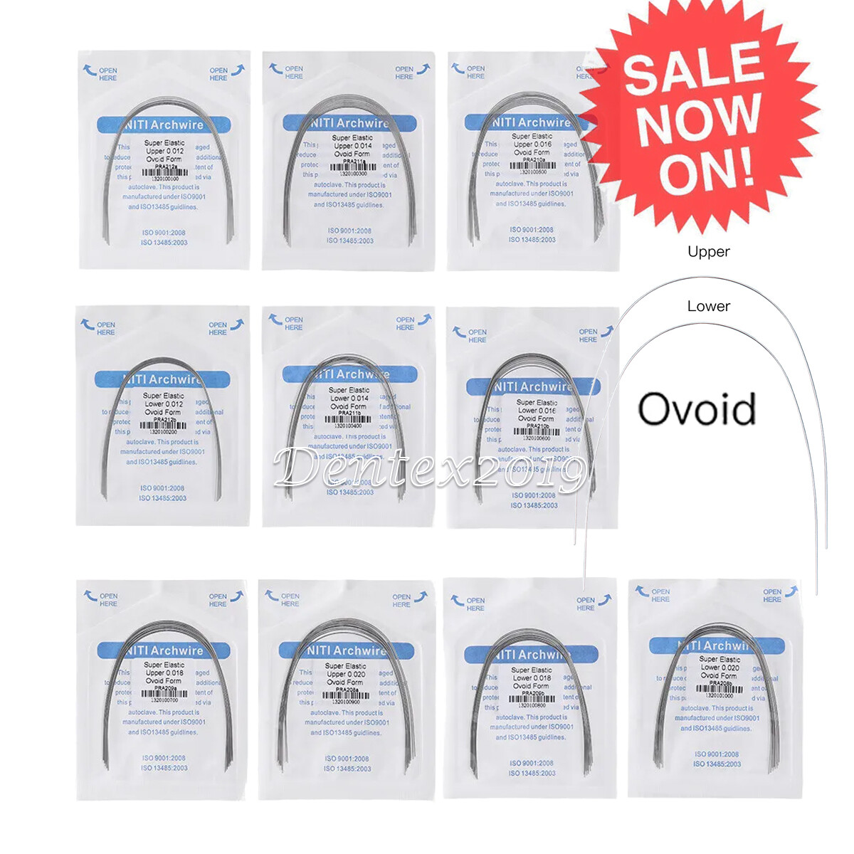 AZDENT Dental Orthodontic Arch Wire Super Elastic Niti Round Ovoid Form All Size