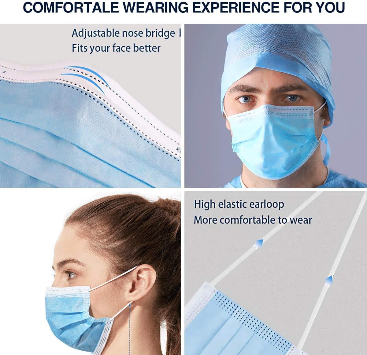 100 Pack Medical Disposable Face Masks for Protection, 3 Layers Safety Face M…