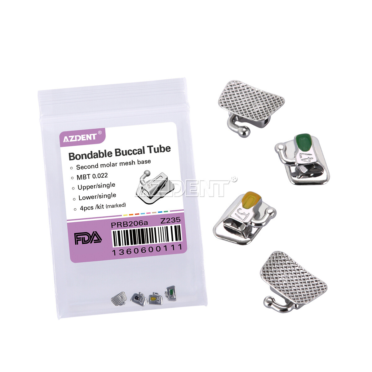 AZDENT Dental Orthodontic Buccal Tube 2nd Roth/MBT .022 Bondable Non-Conv