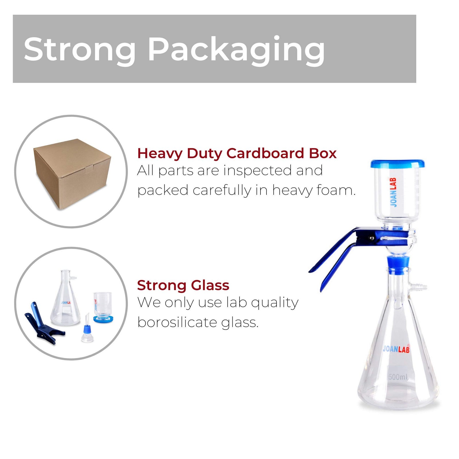 500mL Vacuum Filtration Kit | Graduated Funnel & Flask | 1-Year Warranty