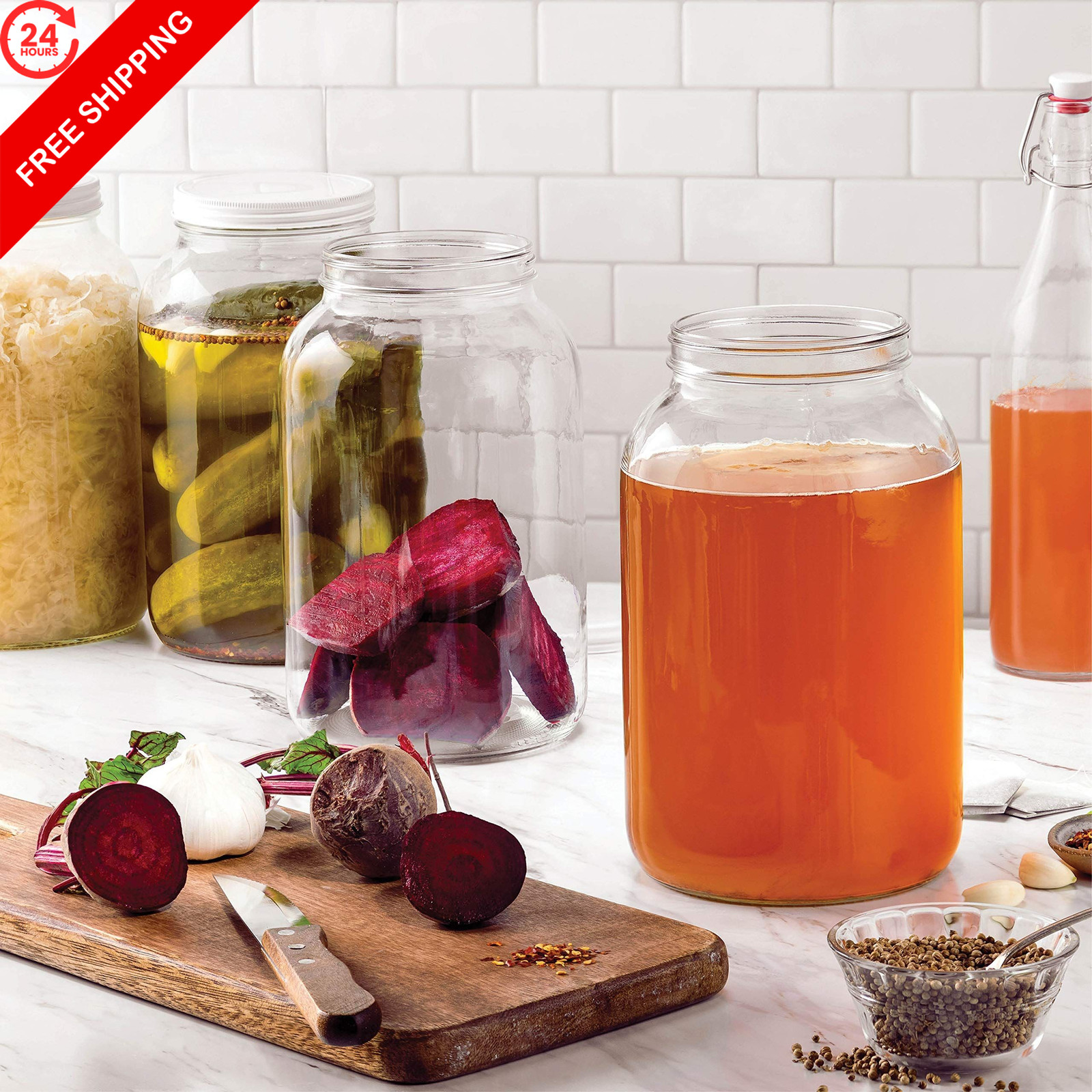 1 Gallon 6 inches (L) x 10 (H), 1 gallon capacity, Metal Lid, 2 Pack