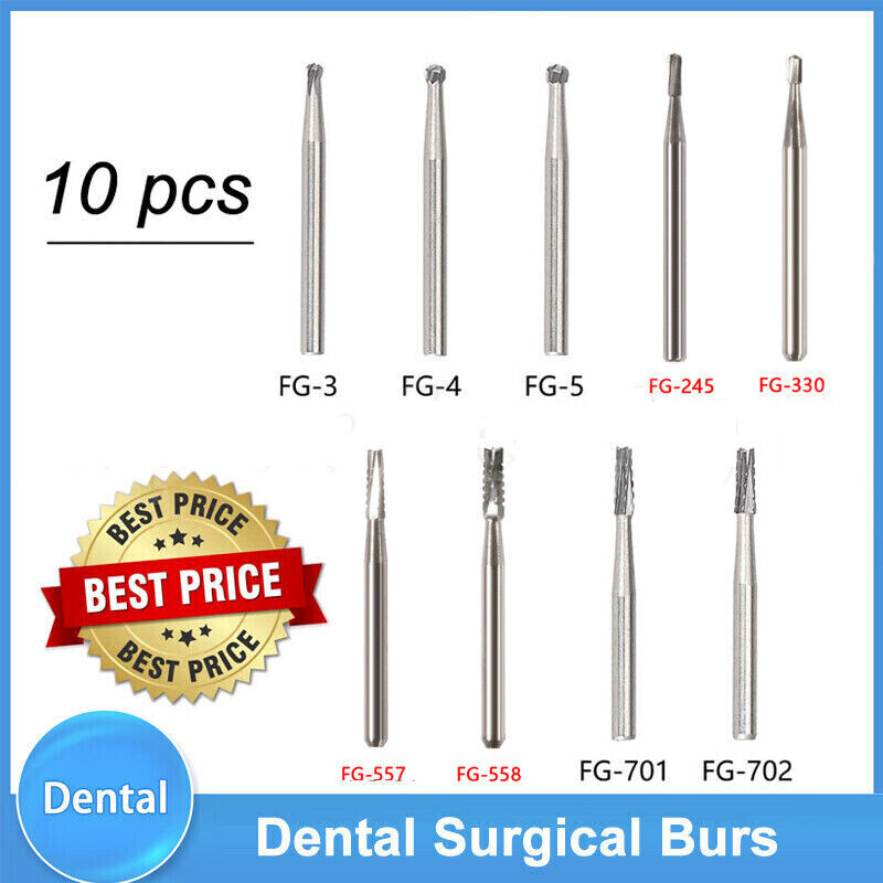 10-100Pcs Dental FG Tungsten Carbide Inverted Cone Bur High Speed Handpiece Burs