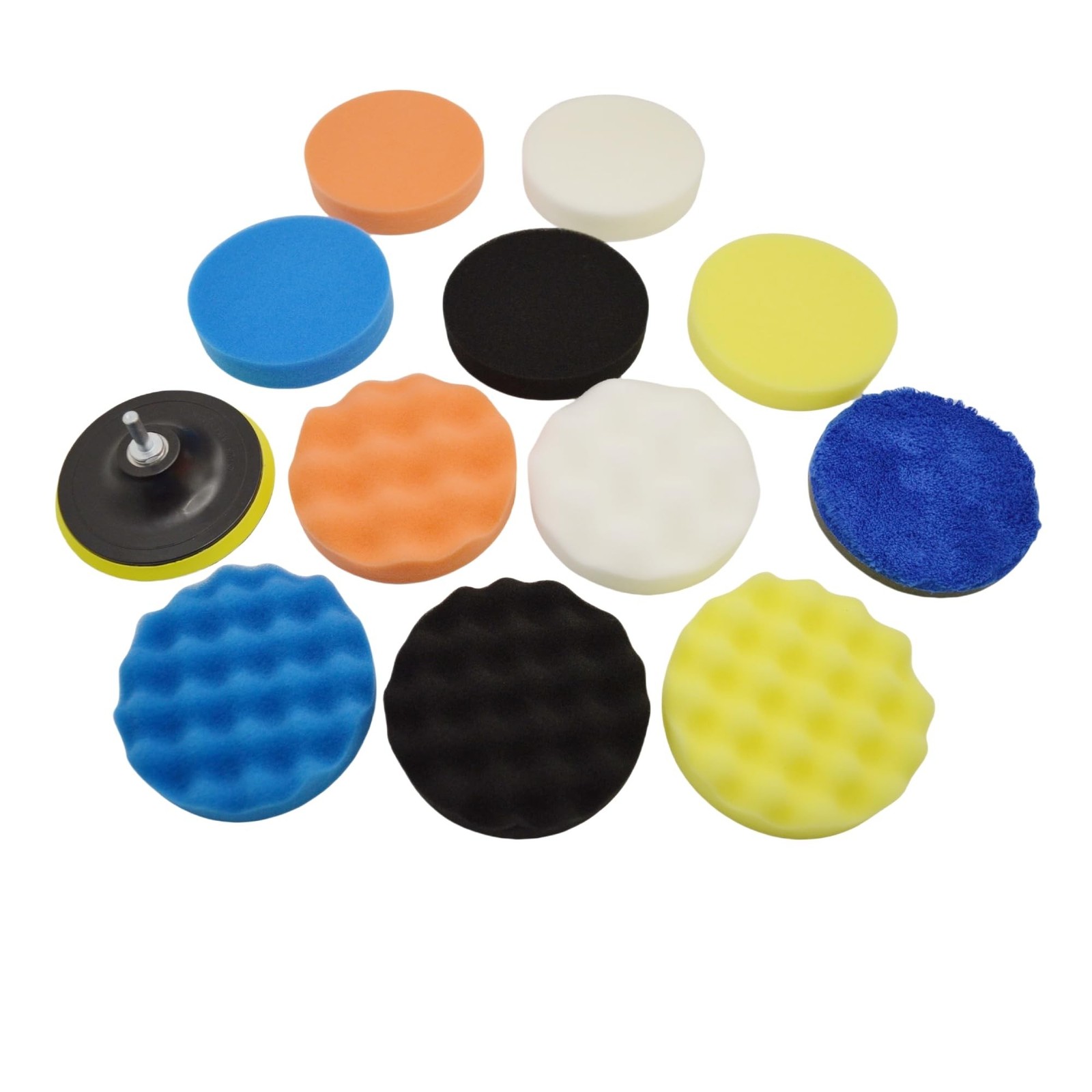 12Pcs 5inch Foam Buffing Polishing Pads Kit, with Coral Fleece Pad, Backing P…