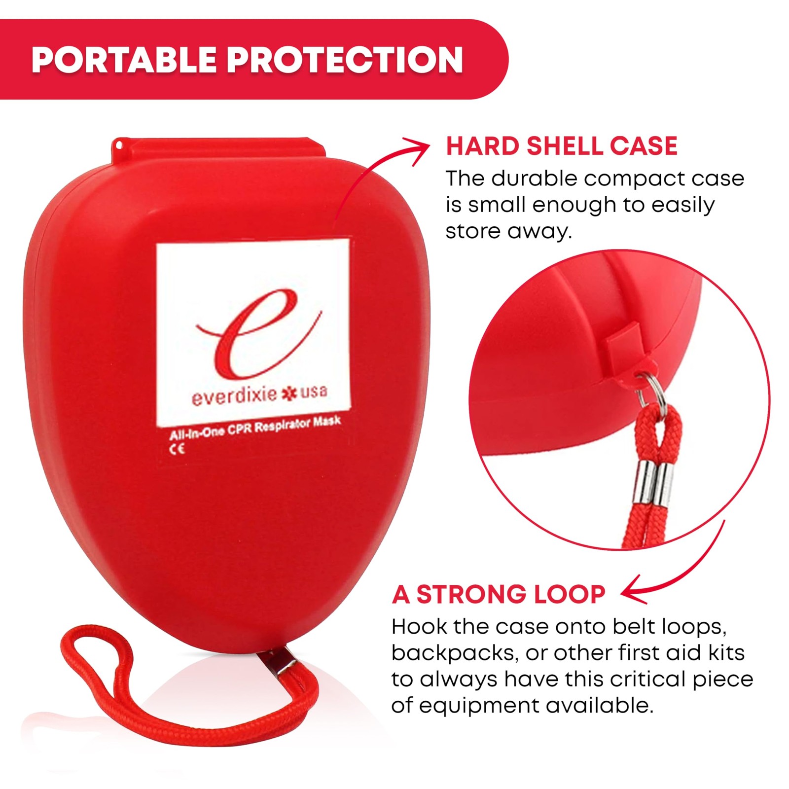Ever Ready First Aid CPR Rescue Mask, Adult/Child Pocket 5 Piece Set, Red