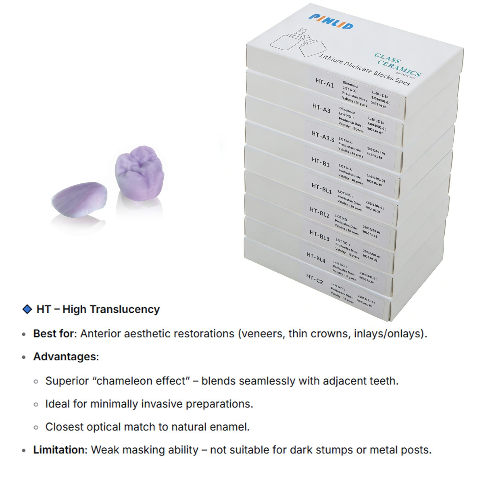 US C14 HT/LT Dental Emax CAD blocks Glass Ceramic Lithium Disilicate Block CEREC