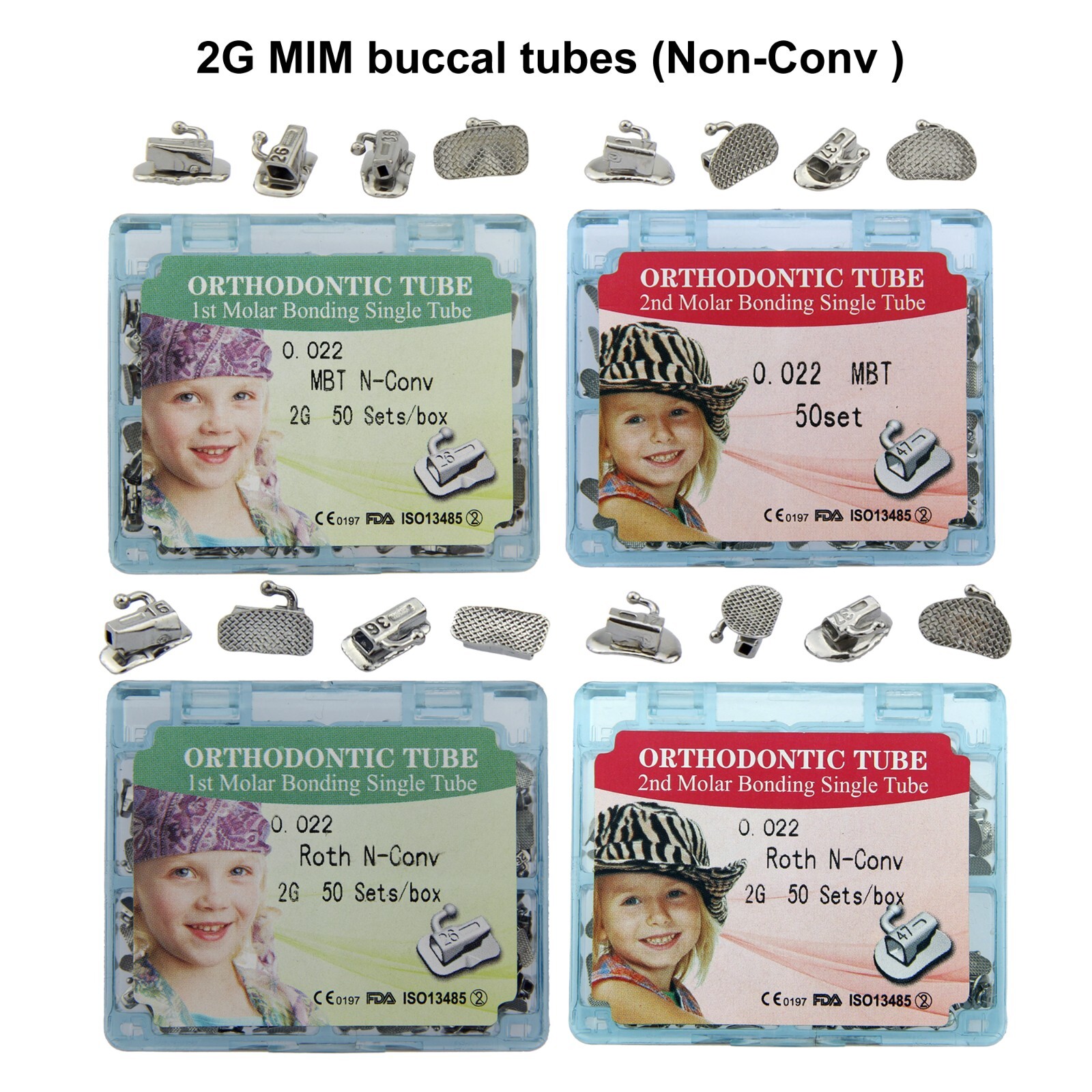 tubos de ortodoncia Dental Orthodontic Buccal Tube 1st 2nd Molar MBT Roth 022
