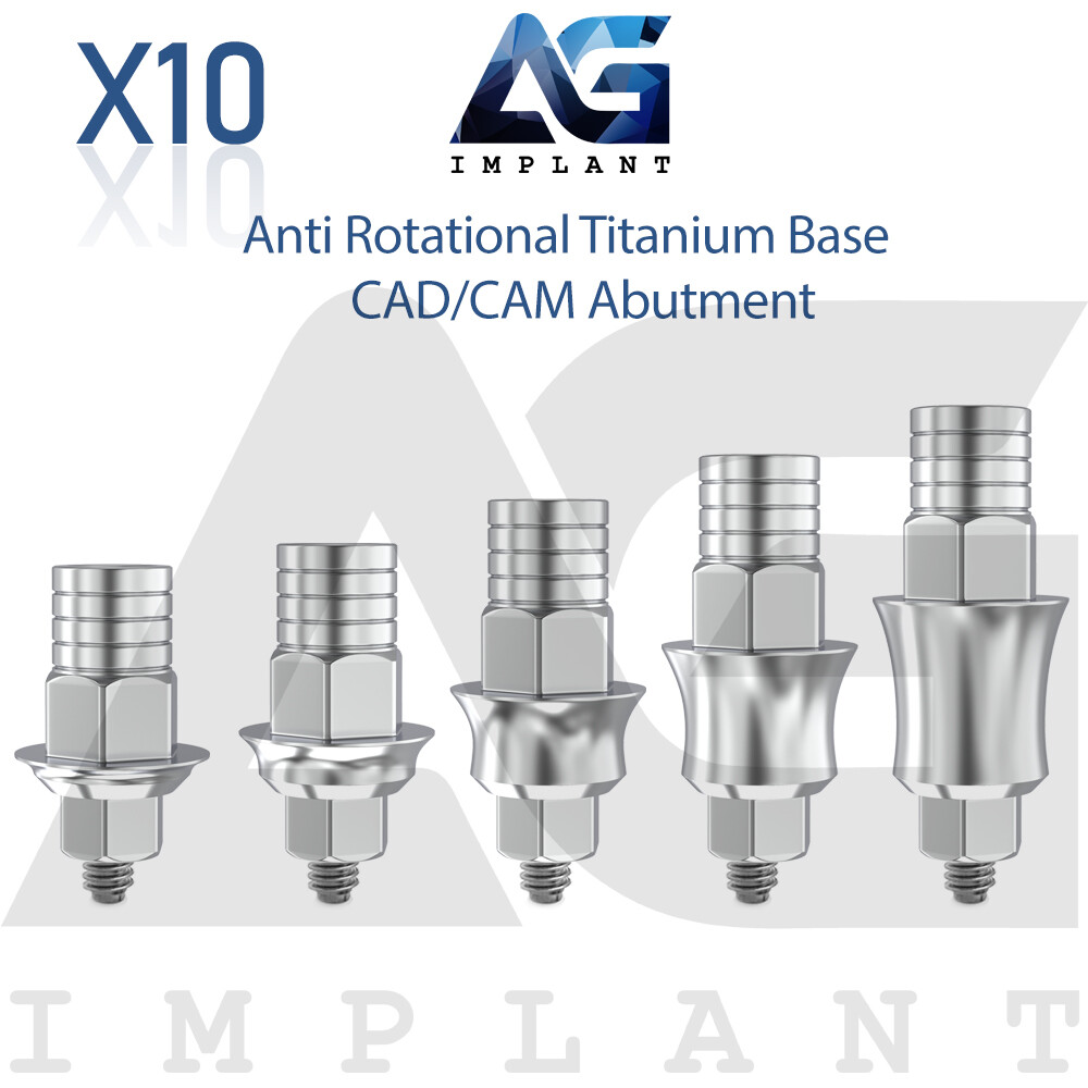 10 Anti Rotational Titanium Base CAD/CAM Prosthetic Dental Lab Int Hexagon