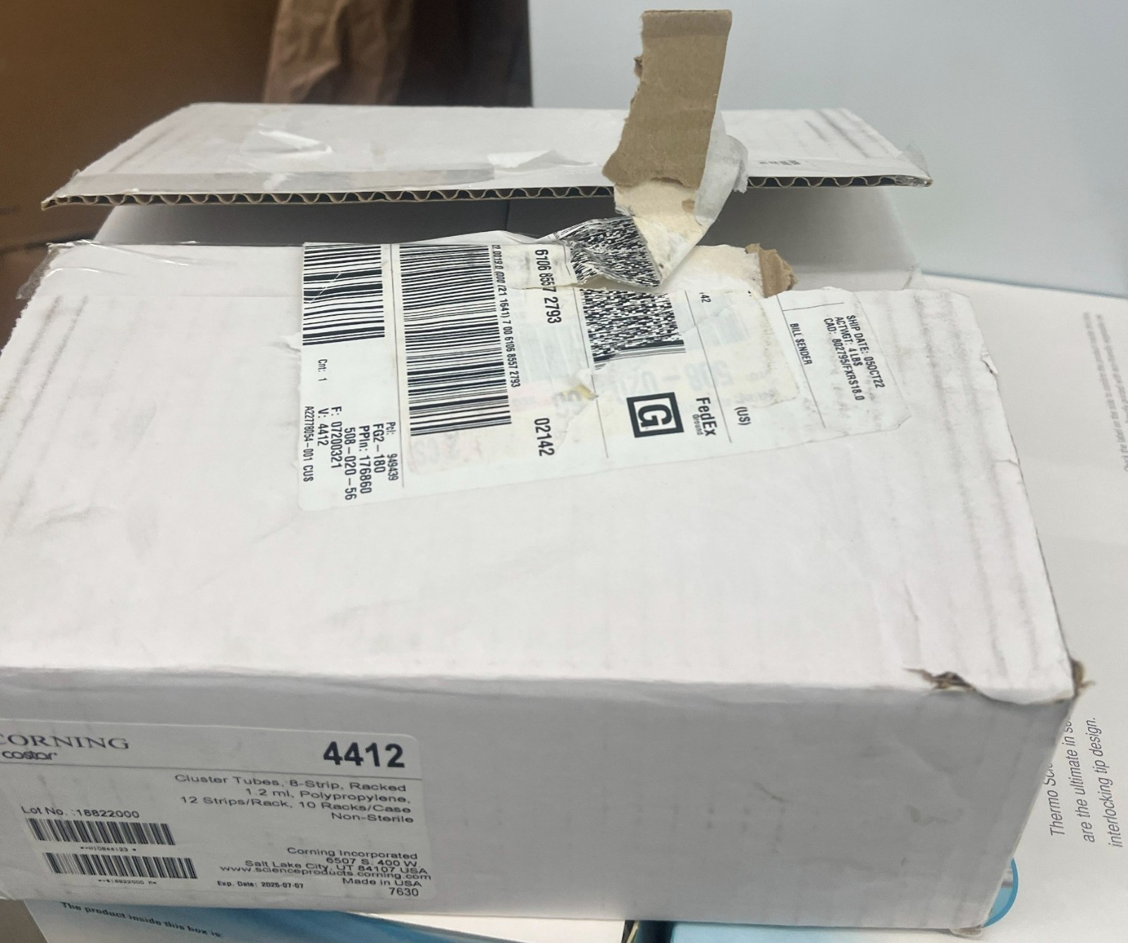 Corning 4412 1.2mL Nonsterile Cluster Tubes 8-Tube Strips 10 Racks