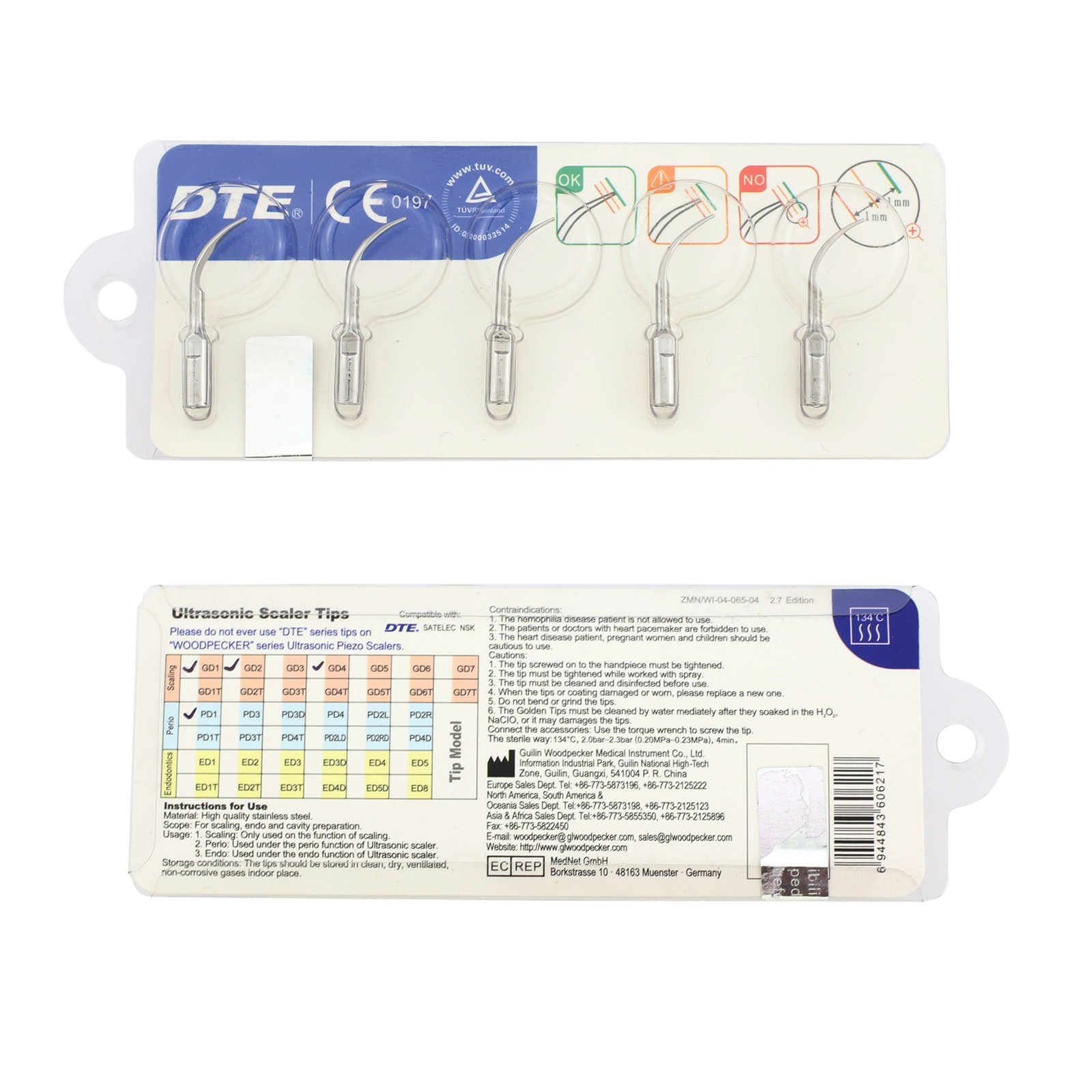 Newtron LED Scaler Handpiece F12609 Woodpecker Piezo Tips GD1 fit Acteon Satelec