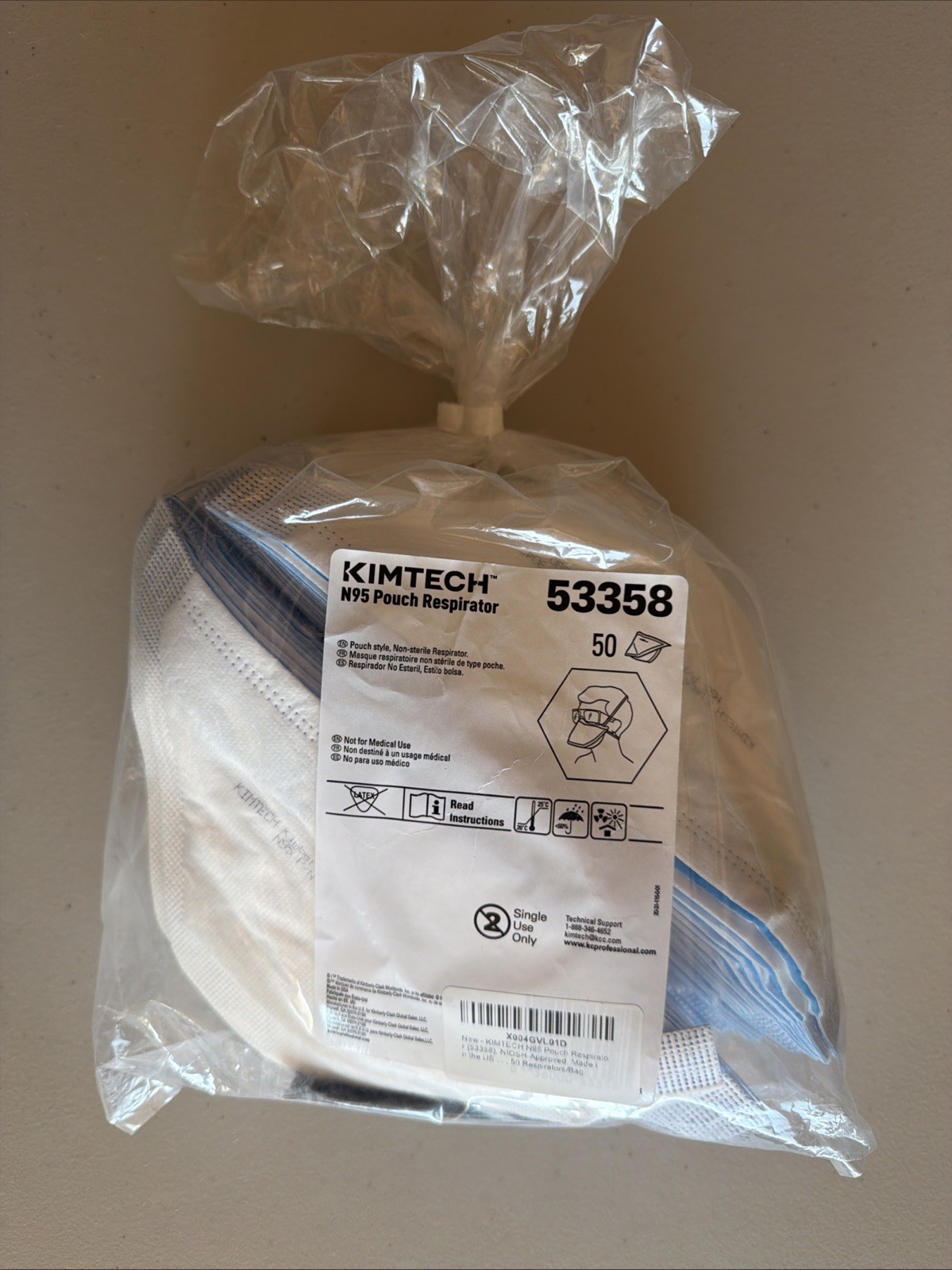 Kimberly-Clark Professional N95 Pouch Respirator (53358) NIOSH-Approved 50/bag