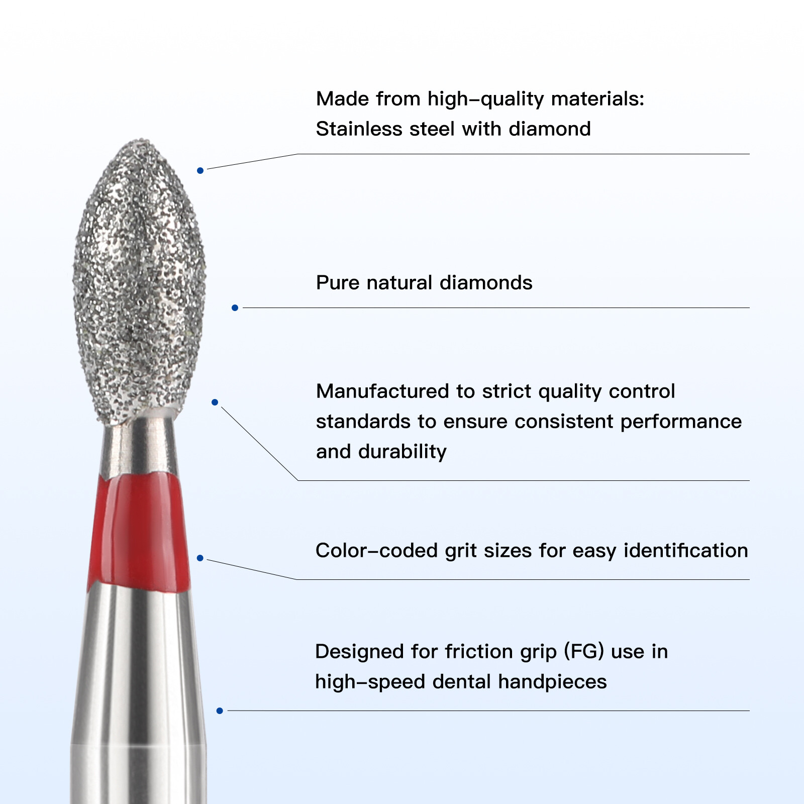 JMU Dental Diamond Burs Football FG Medium Grit/Fine Grit/Coarse Grit/Super