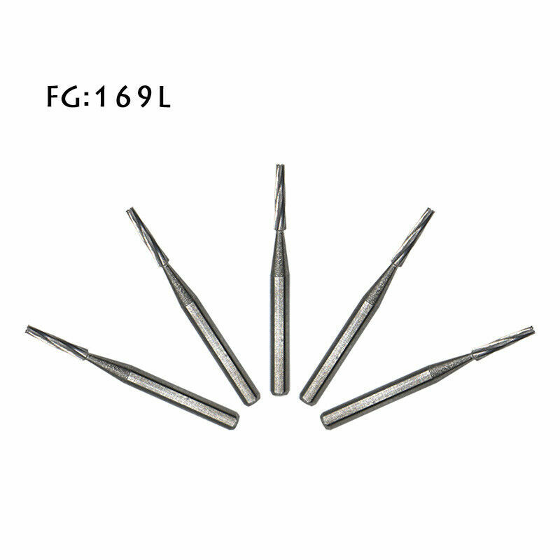 NEW 10Pcs Dental Lab Carbide Burs Drills FG169L# Tapered Fissure High Speed Bur