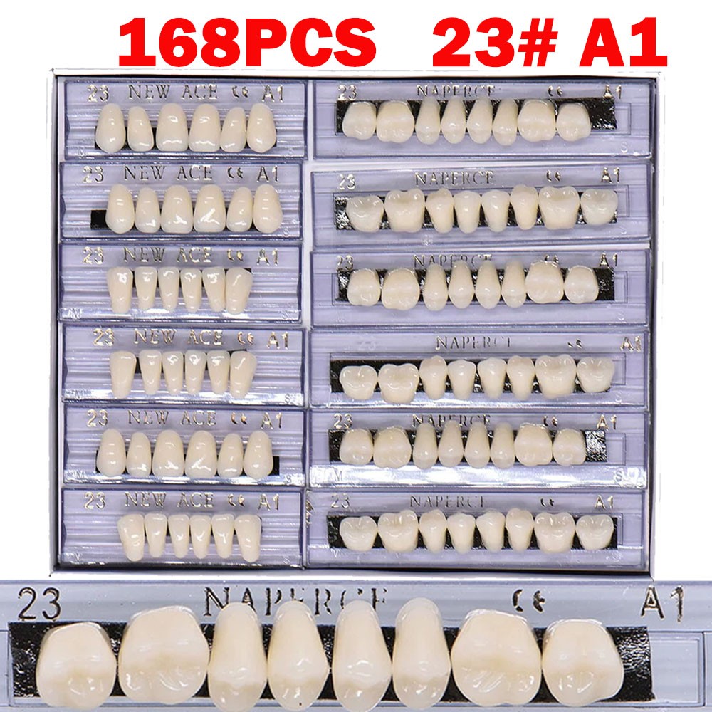 168Pc Dental Acrylic Resin False Teeth 23# Shade A1 Denture Full Upper Lower USA
