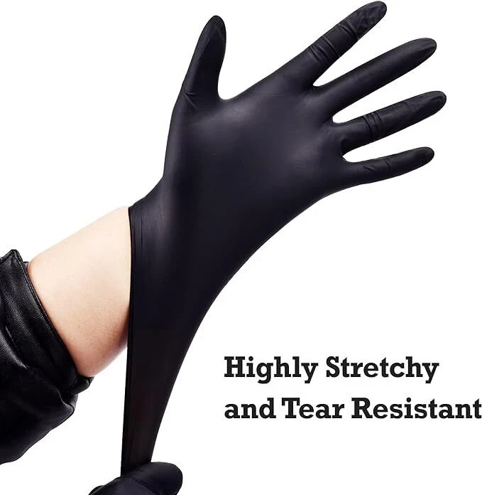 6 Mil Black Nitrile Gloves Disposable Heavy Duty Powder Free Latex Free S-2XL