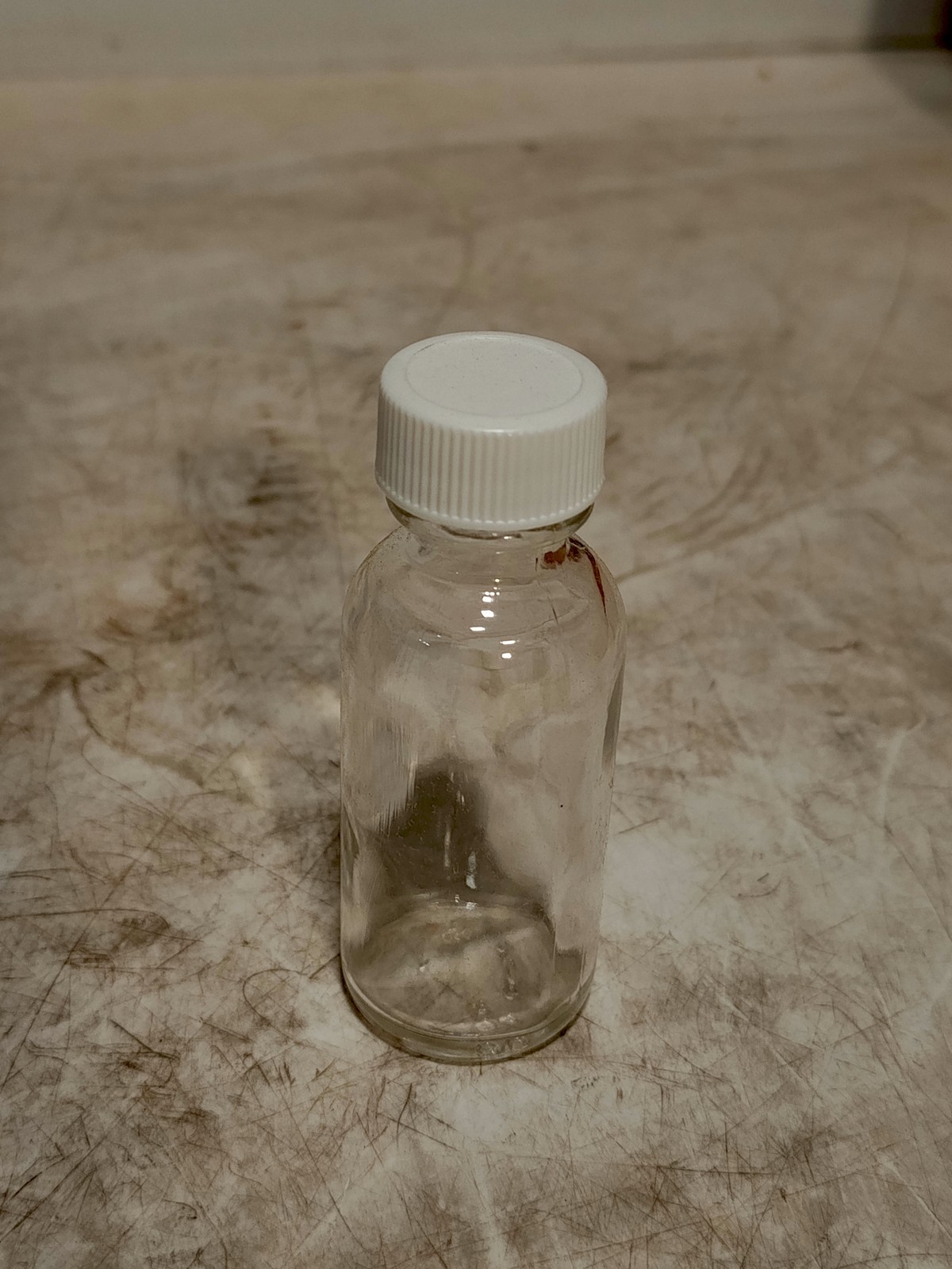Lot of 15 Glass Bottles With White Screw Caps Clear Sample Vials as Shown