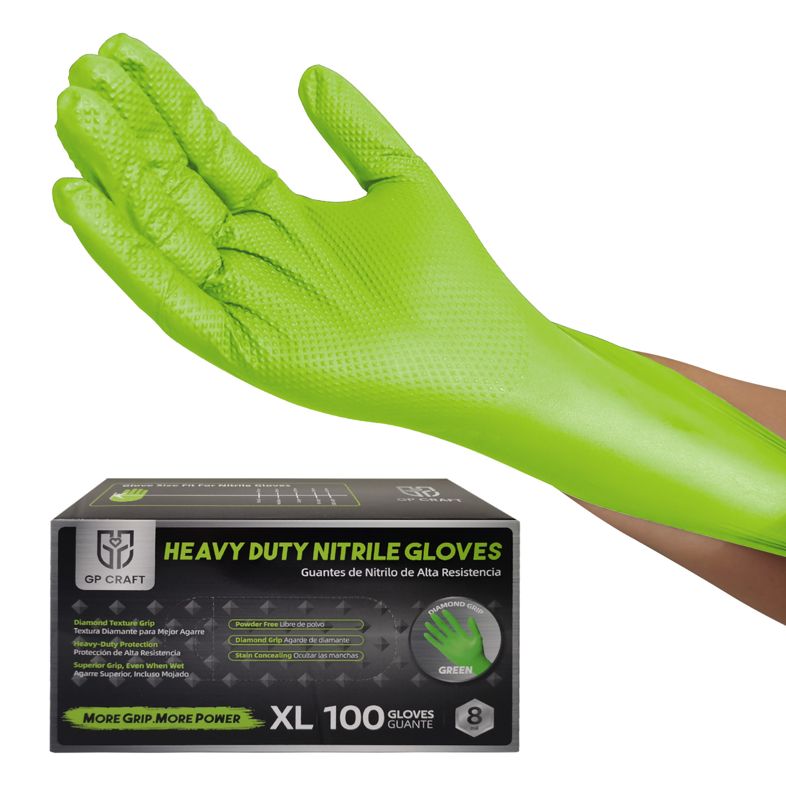 Heavy Duty Nitrile Gloves 8 Mil, Latex-Free, Large, Box of 1000, for Industrial