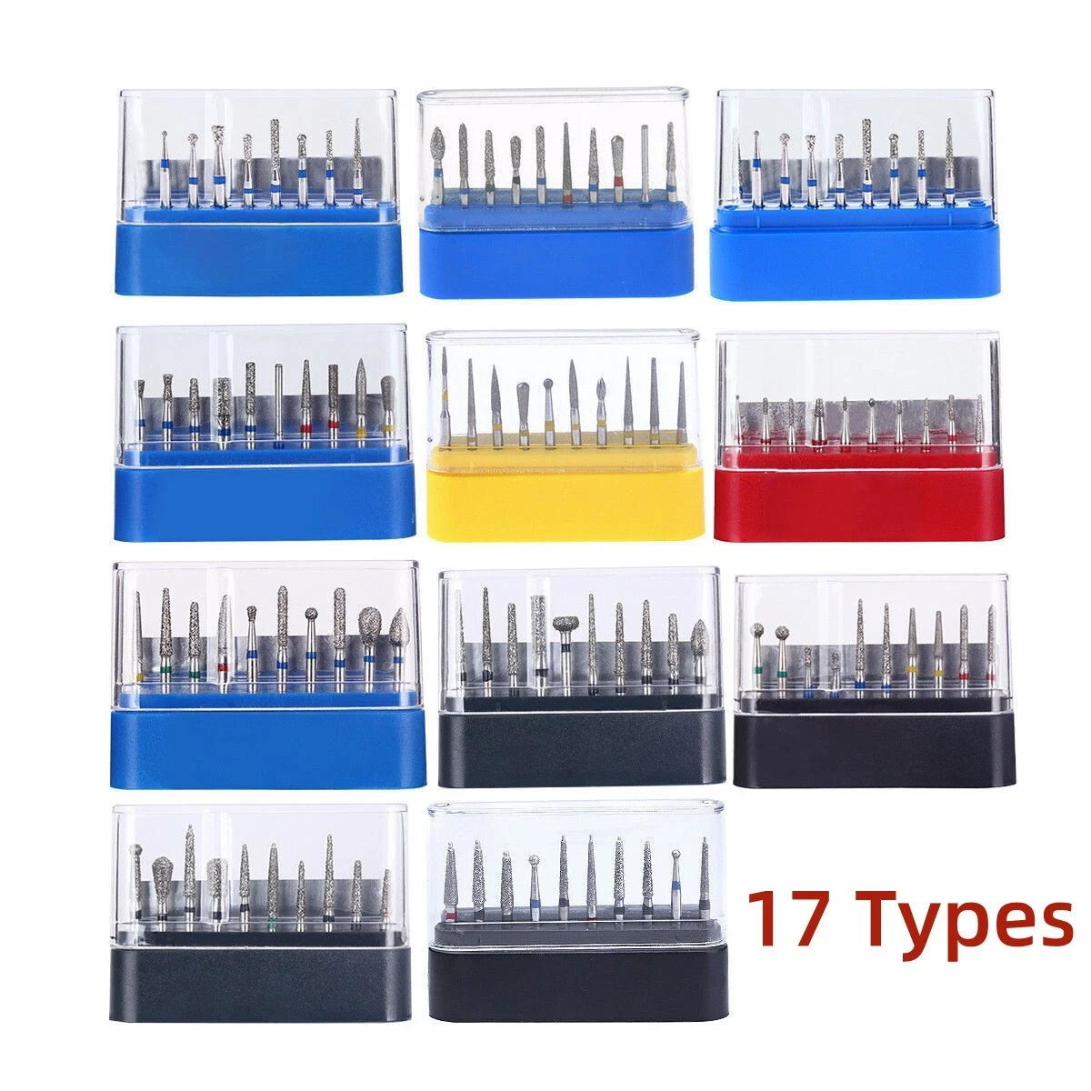 Dental Diamond Burs FG Polishing Drills Kit FG101-FG117 for High Speed Handpiece