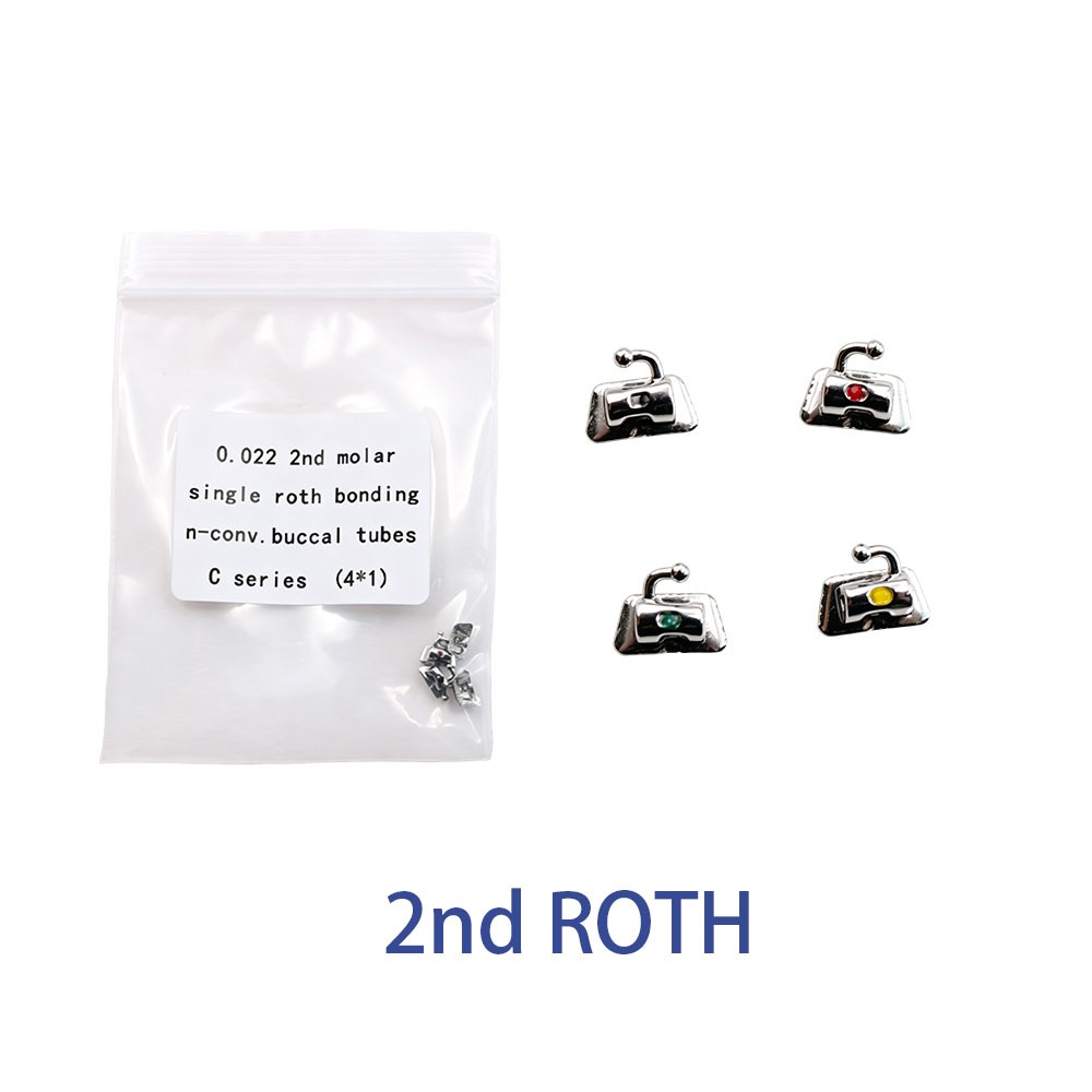Dental Ortho Bondable Buccal Tube Roth MBT .022 1st/2nd Molar Laser Color Marked