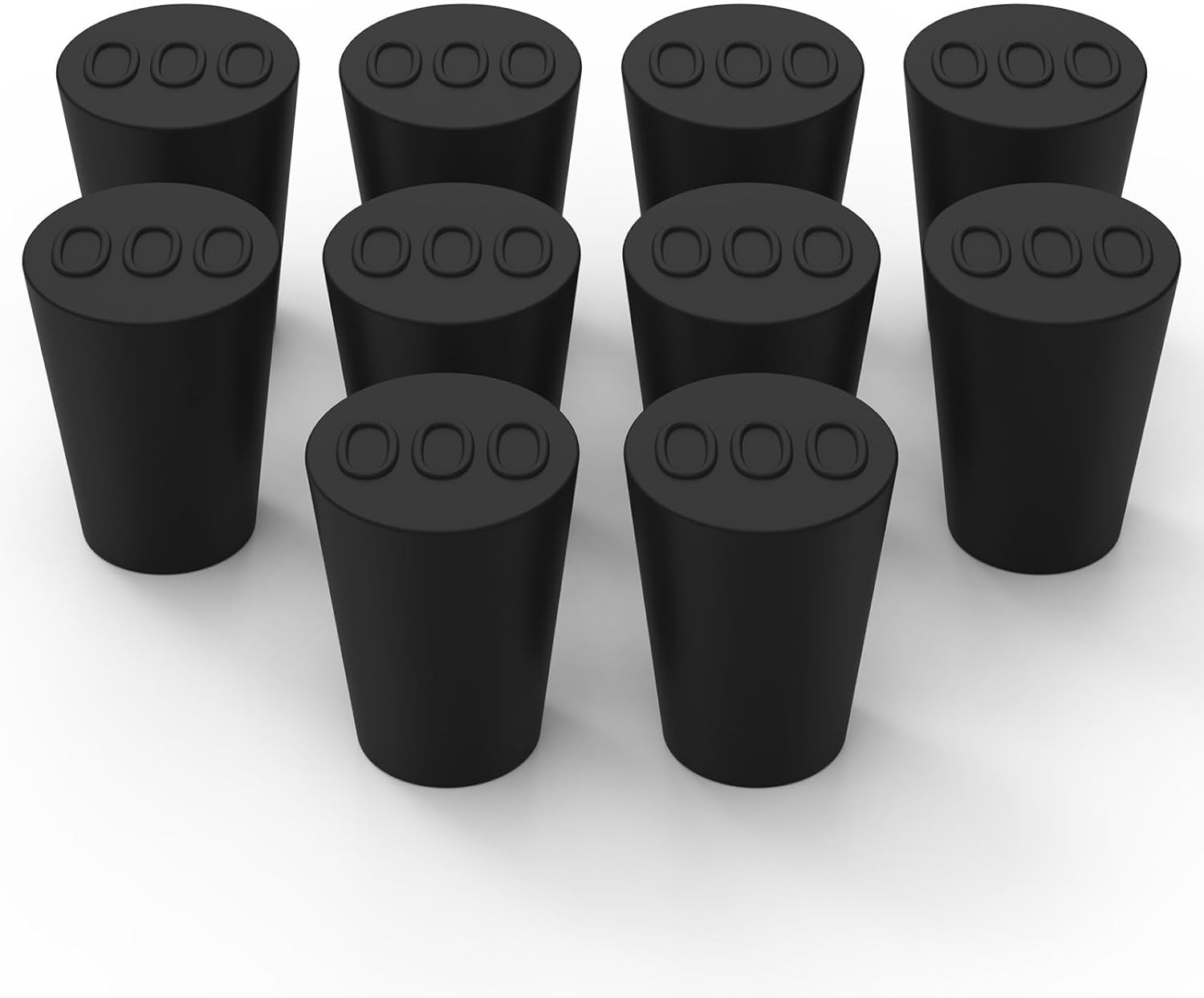 000# Tapered Rubber Stoppers, 10 pcs Black Solid Plugs, Size: 0.35″ Bottle, 0.51