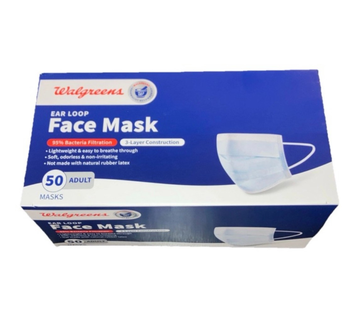 Walgreens Ear Loop Face Mask Adult 50 ea