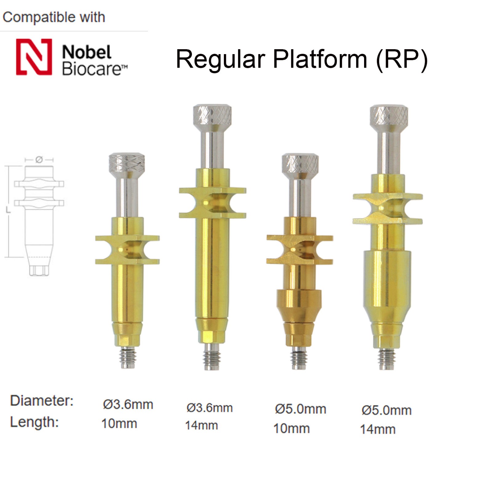 US Nobel Biocare NP/RP Implant Lab Analog Open/Closed Tray Impression Coping