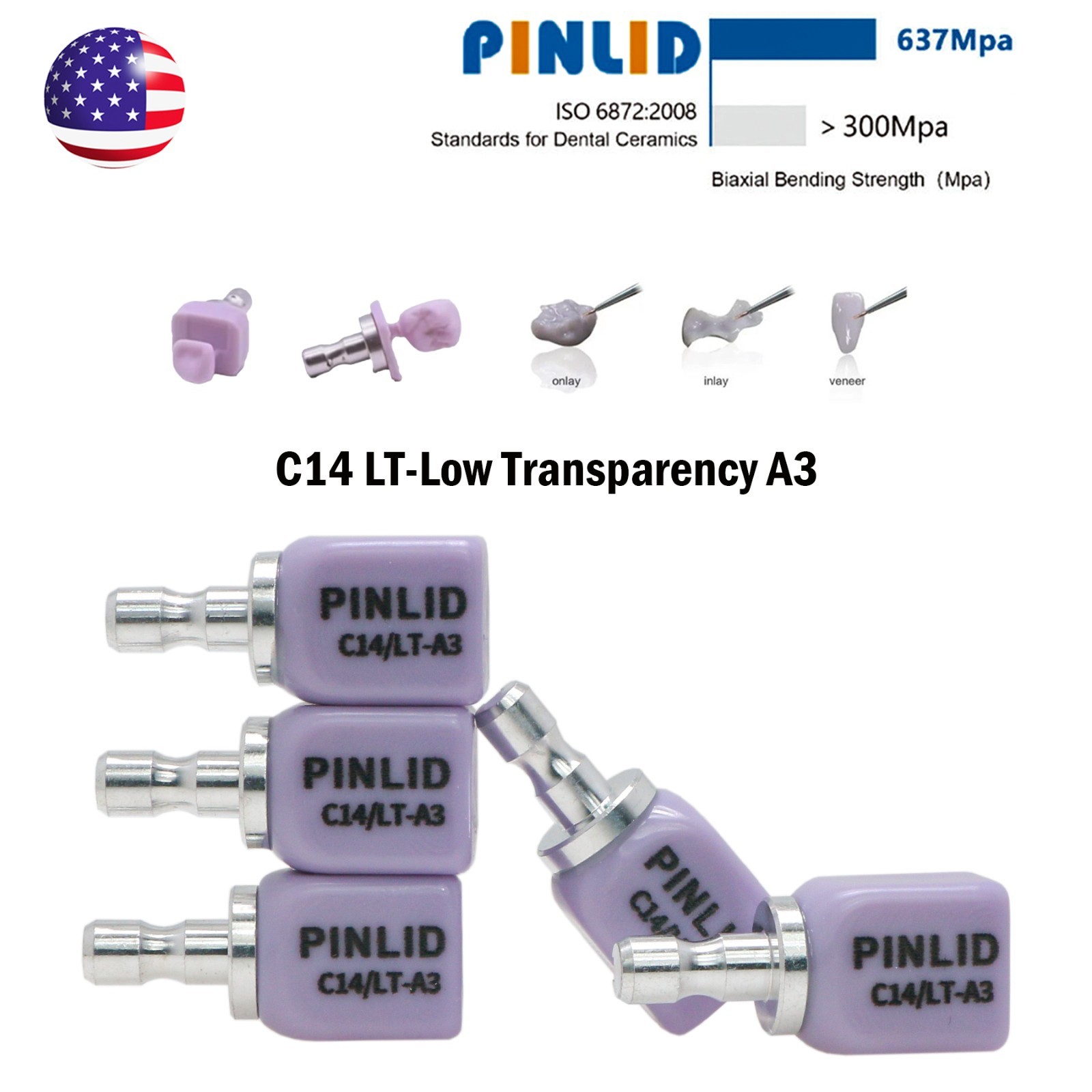 C14 Dental Emax CAD/CAM CEREC Ceramic Blocks Lithium Disilicate Block – 5pcs/Box