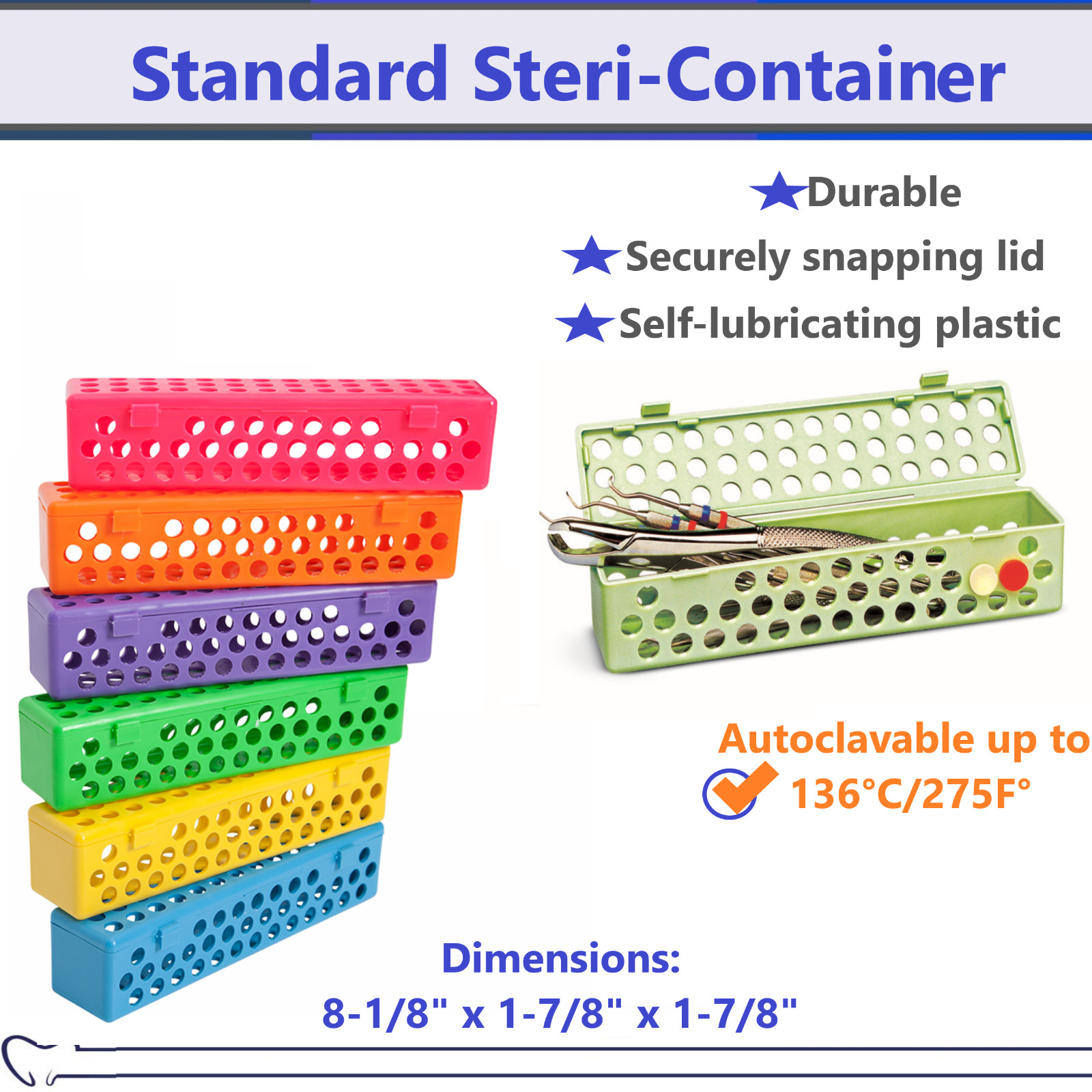 PREMIUM DENTAL AUTOCLAVE STERILIZATION CASSETTE RACK BOX TRAY FOR 10 INSTRUMENTS