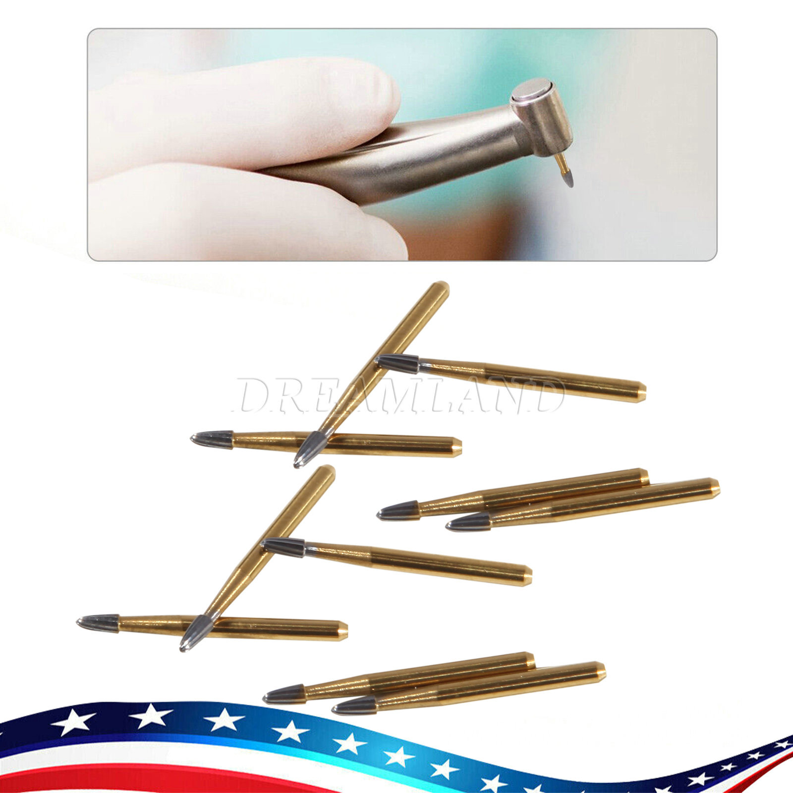 10Pcs Dental Tungsten Carbide Burs Trimming & Finishing Egg Football Bur FG 7404