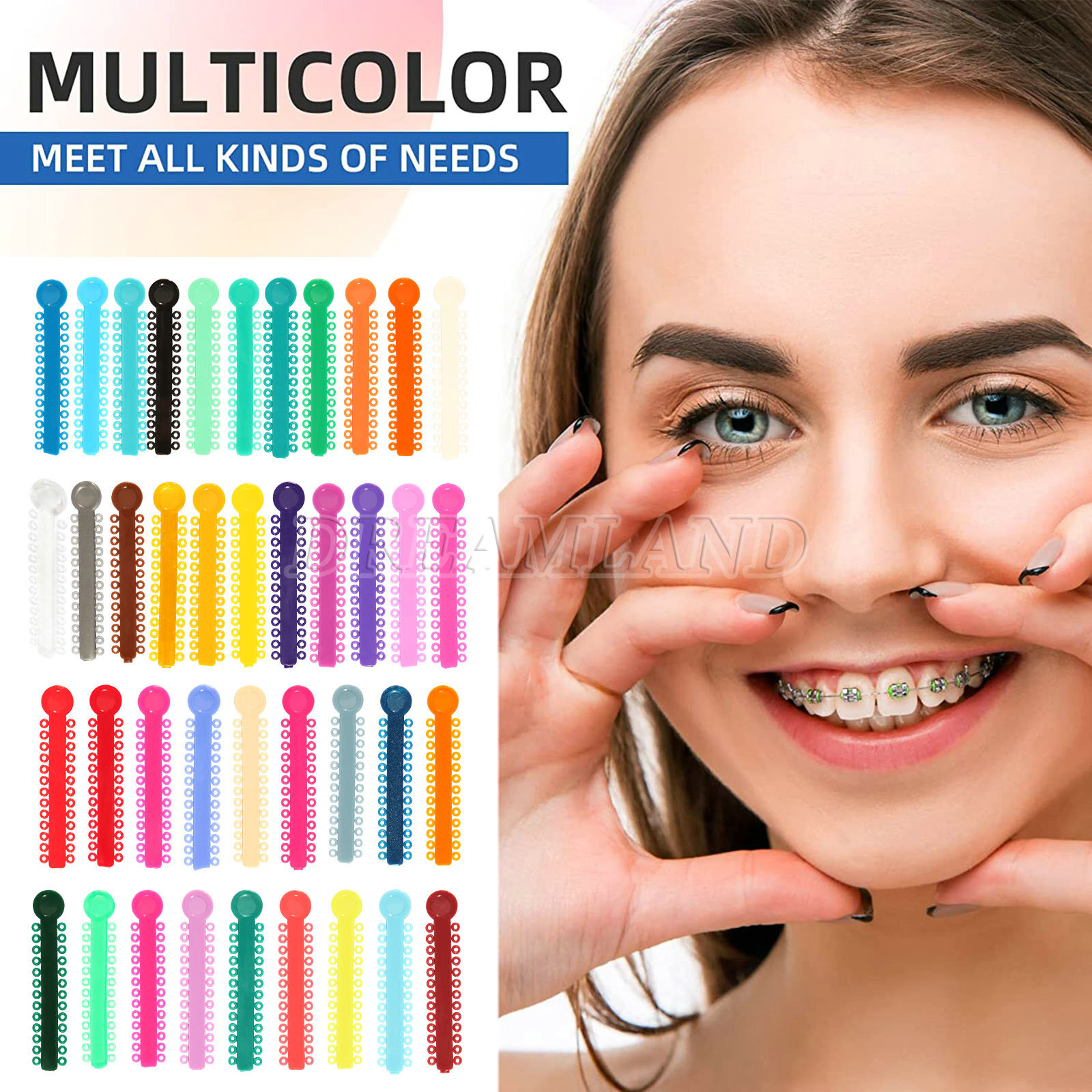 1040Pcs/Bag Dental Orthodontics Ring Elastic Latex Bands Ligature Ties 43 Colors