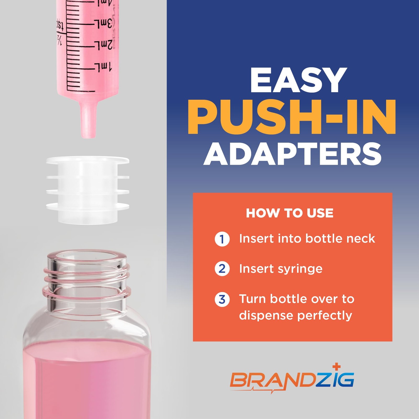 Medicine Bottle Syringe Adapter For Oral Dispensers 45 Pieces 3 Sizes clear