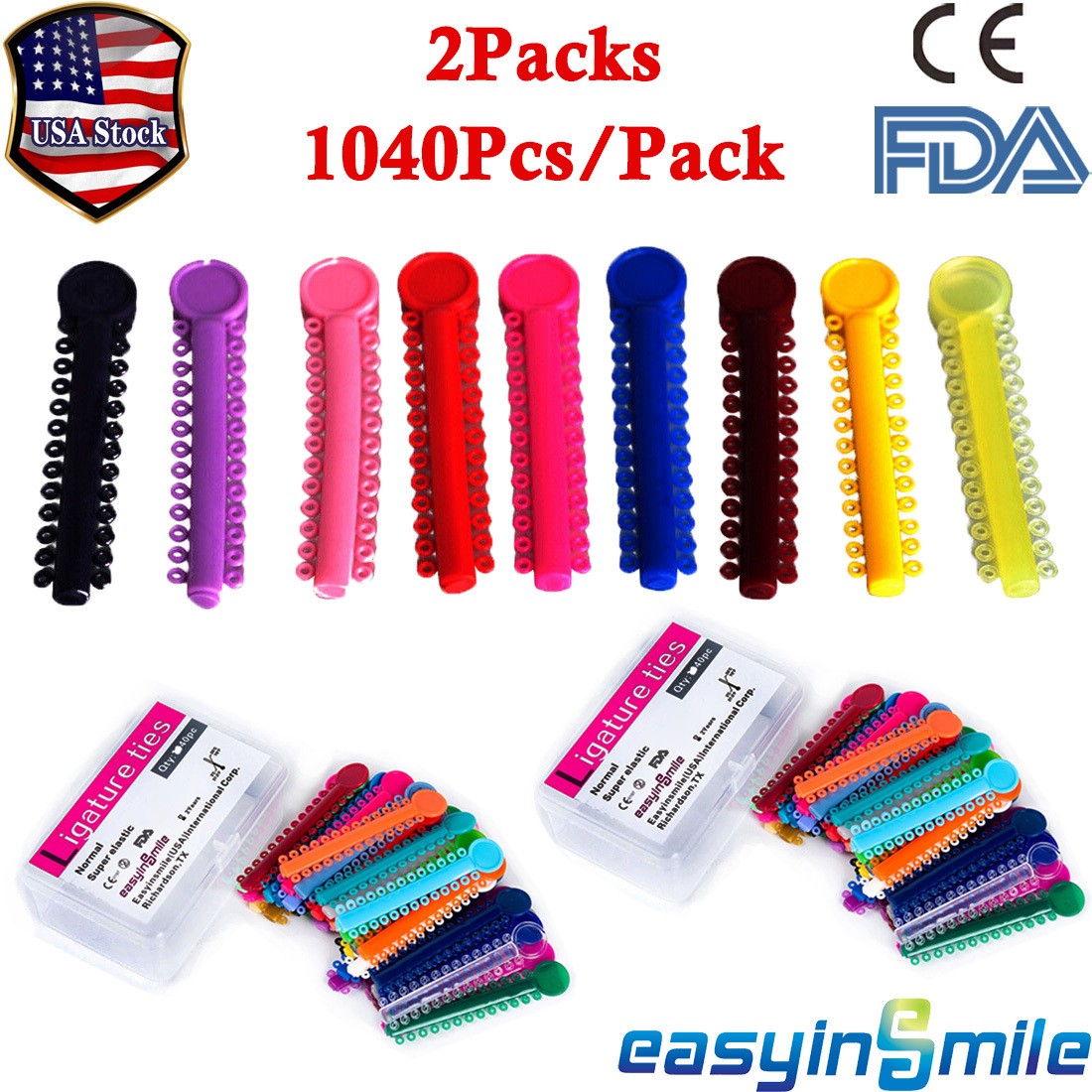 2Packs Dental Bracket Ligature Ties Orthodontic Braces Elastic Bands Mixed Color