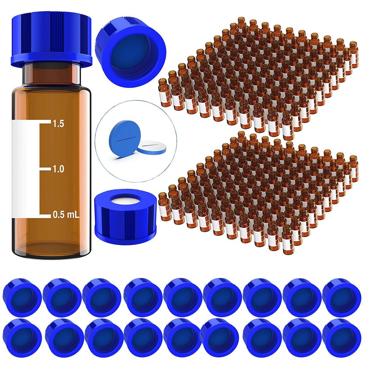 2mL Autosampler Amber Vials 9-425 Screw Cap|250ul Vial Inserts Micro-Insert
