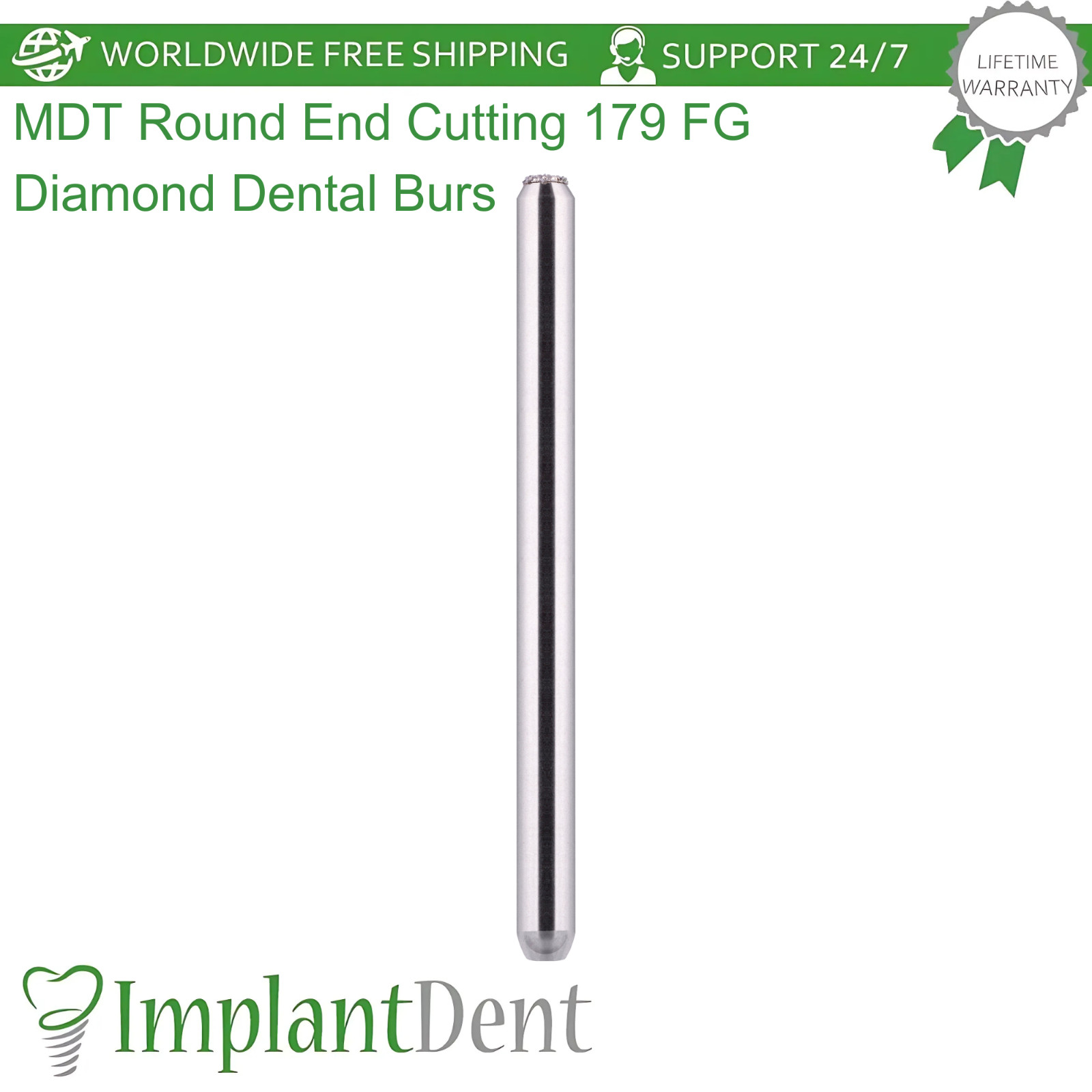 Dental MDT Round End Cutting FG Diamond Burs 179 Crown Prep Contour Smoothing