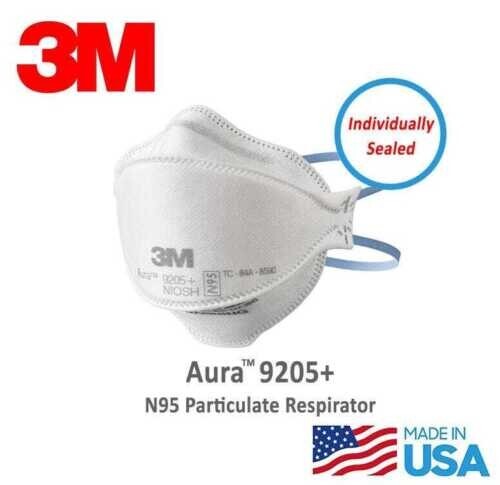 3M 9205+ AURA N95 NIOSH Approved Particulate Respirator Mask Face Masks USA MADE