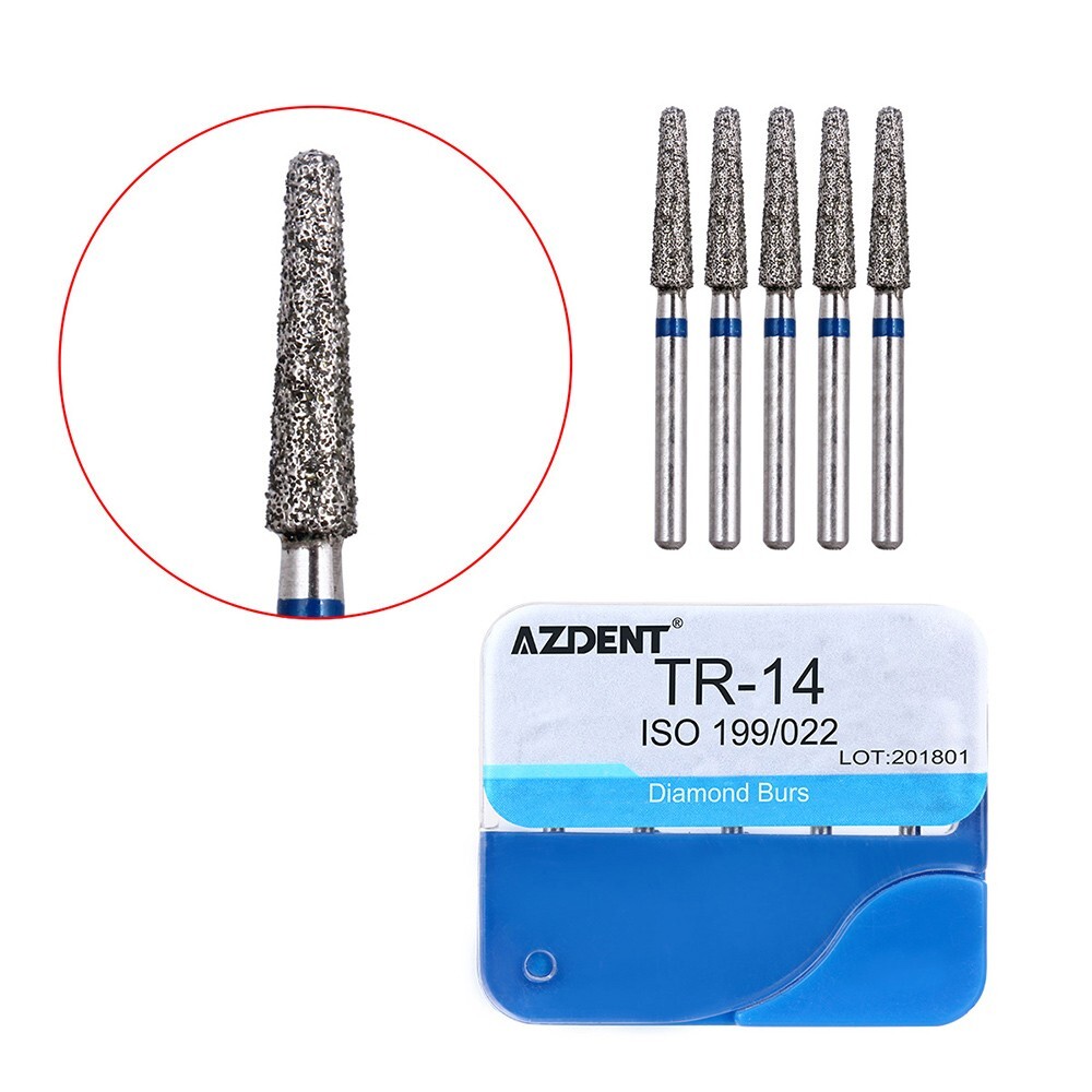 100Pcs 20 Types Dental Diamond Burs High Speed Handpiece Friction Grip AZDENT