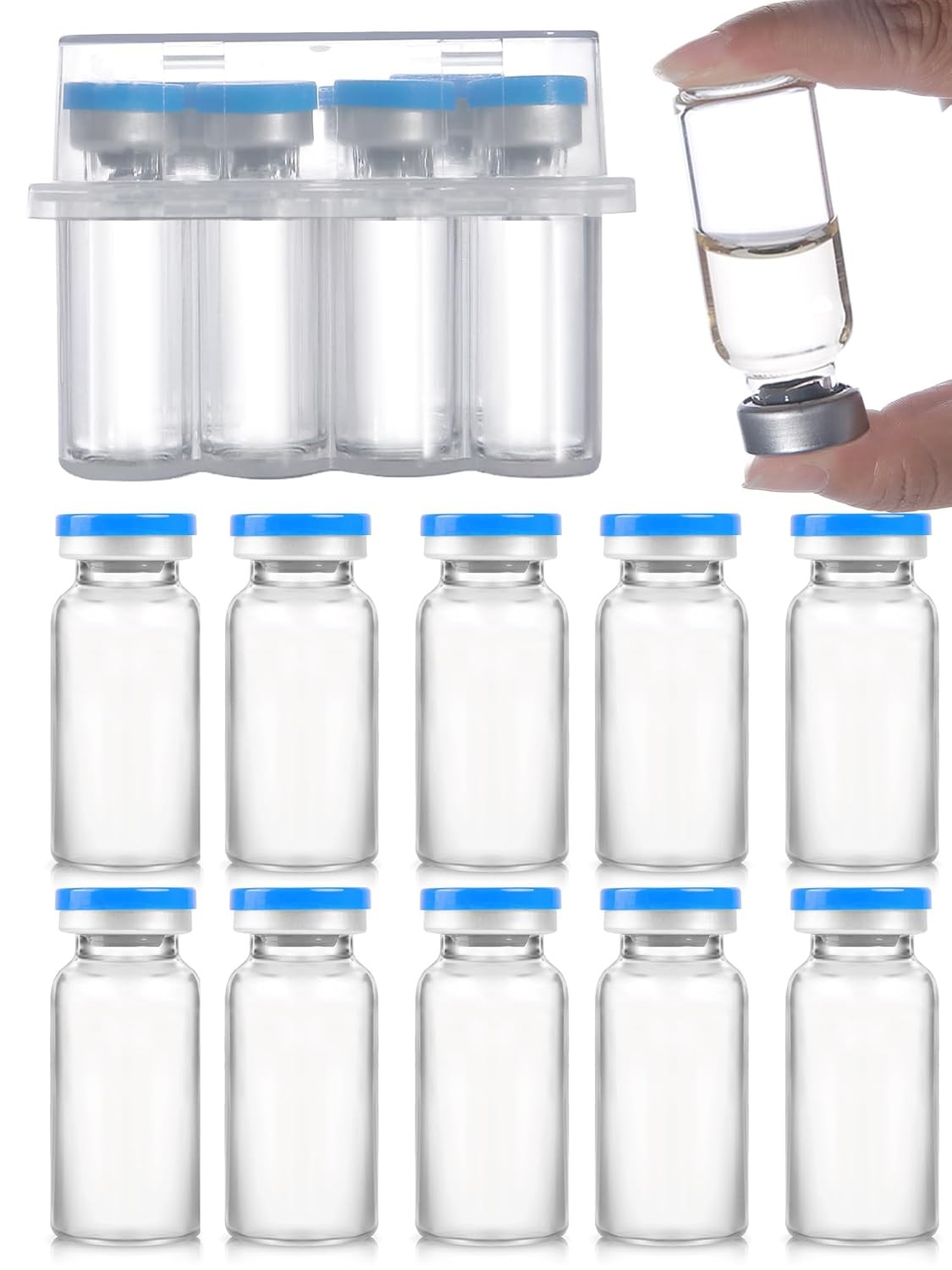20ml Glass Vials – Self-Healing Injection Port, Sterile Empty with