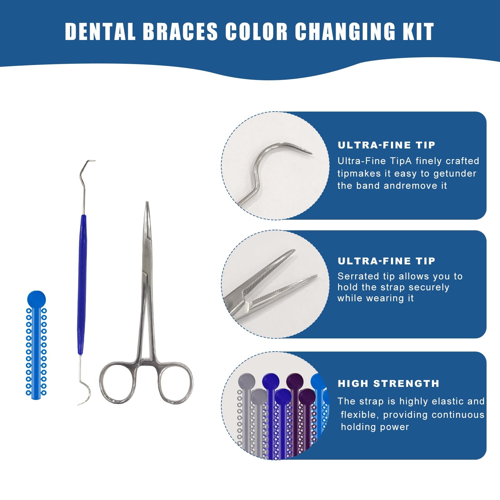 -Multi-Color Orthodontic Ligatures 2080 Pieces and DIY Tools, Braces Rubber B…