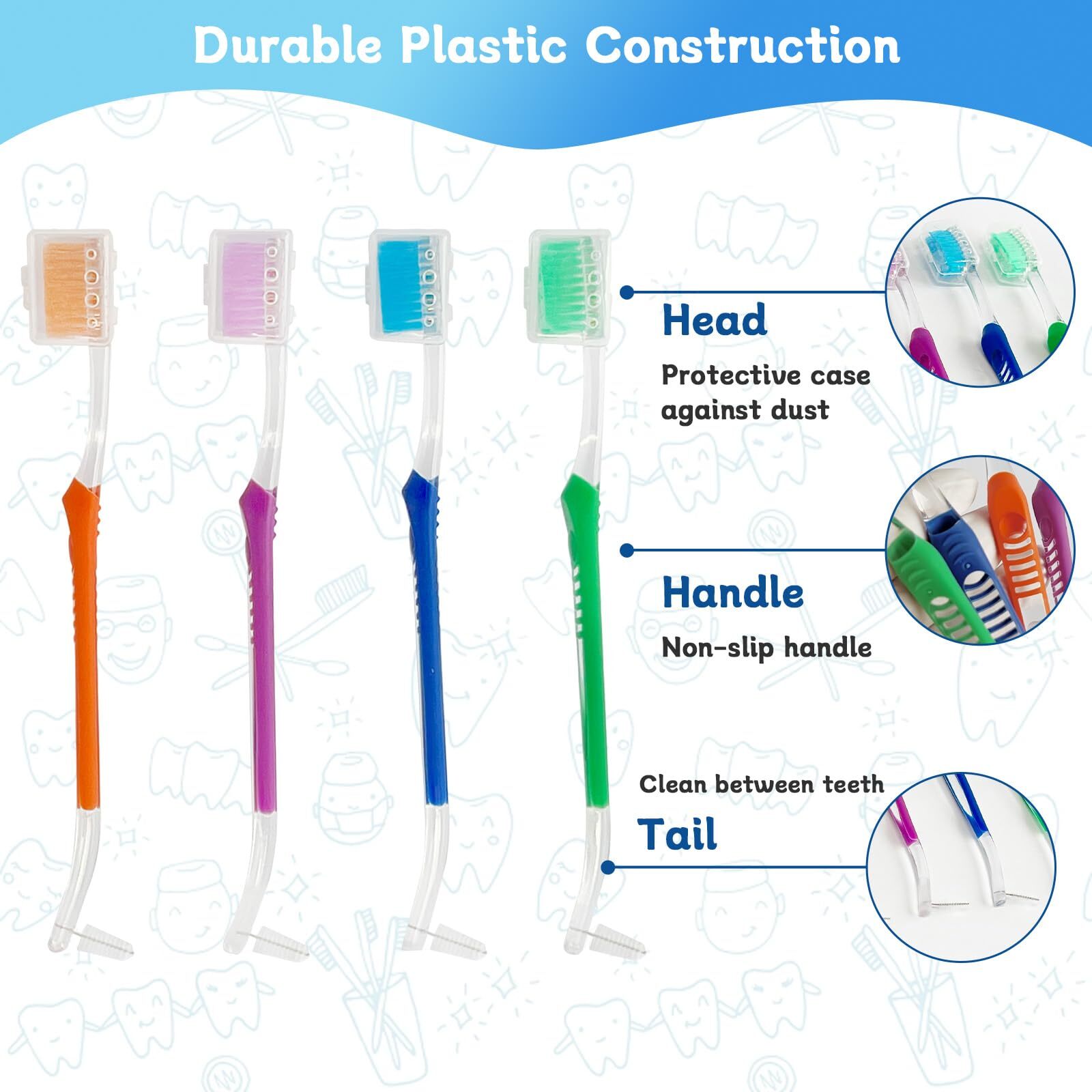 Orthodontic Toothbrushes with Double-Ended Design V-Trim Brush Multi-Colored