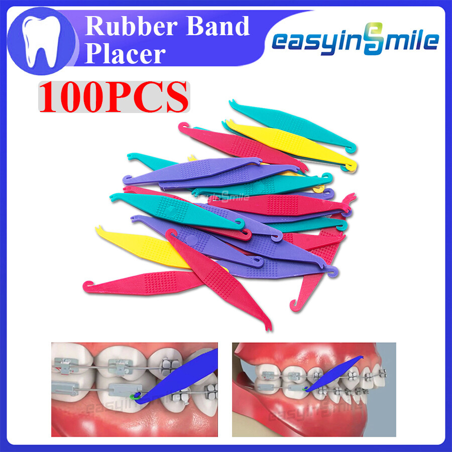 100Pc/Bag Dental Orthodontic Elastic Rubber Band Placer For Brace Assorted Color