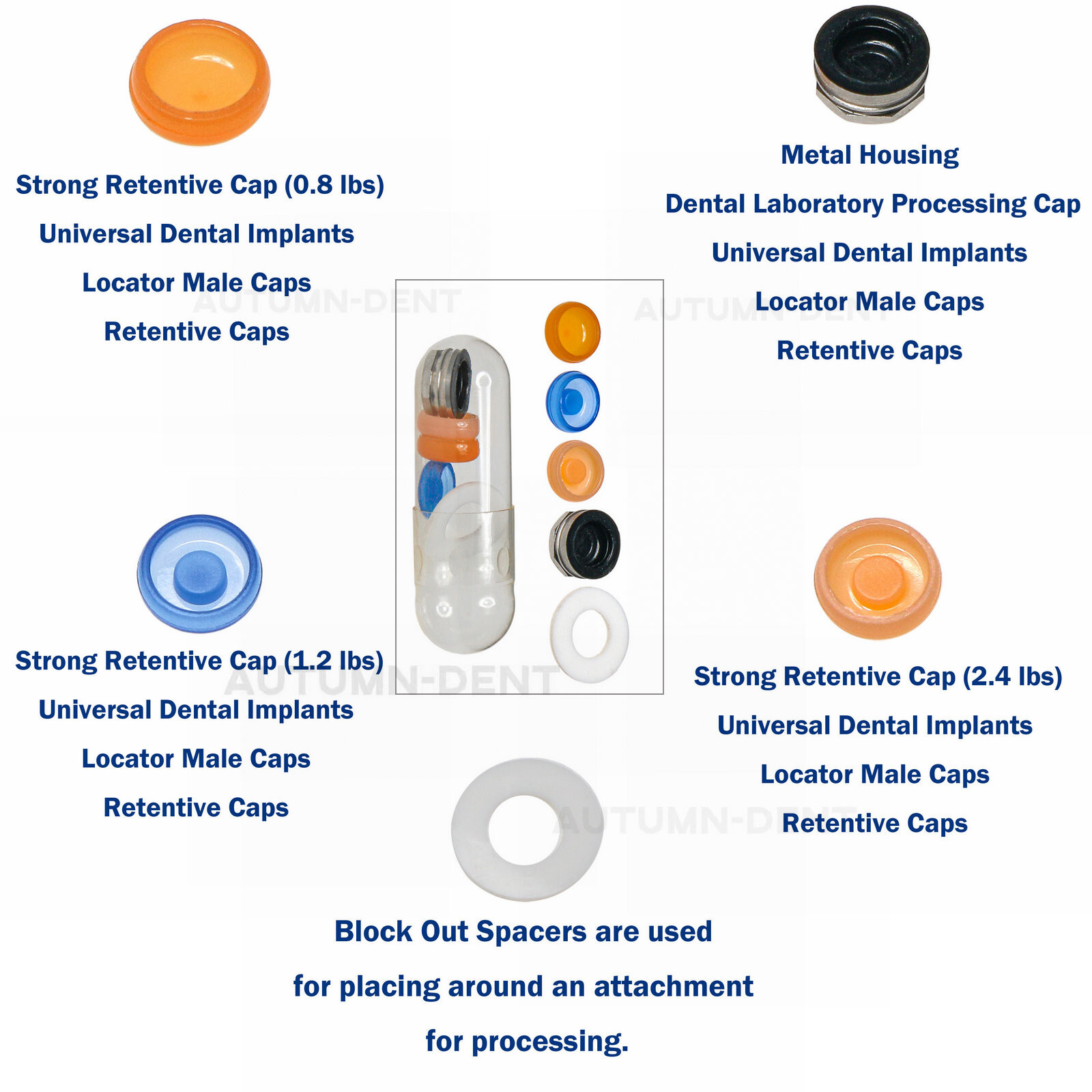 Strong Retentive Caps Overdenture Attachments Abutments Dental Metal Housing