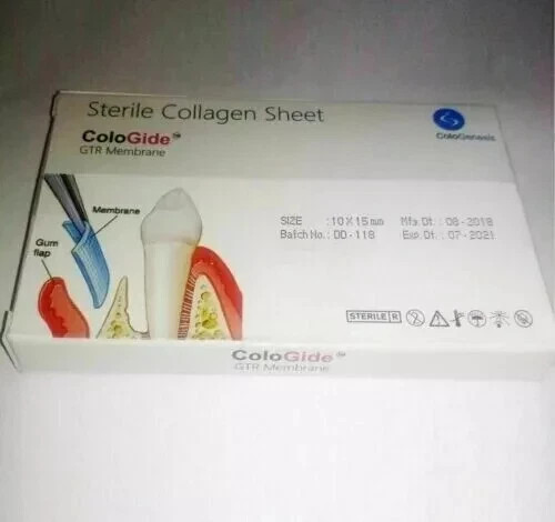 Pack of 10 New Colo Gide Sterile Collagen Sheet GTR Membrane 10 x 15mm FS