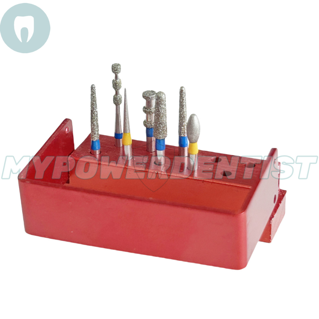 Dental Porcelain Veneer Preparation Gold Diamond Burs High Speed Drill 7Pcs/Kit