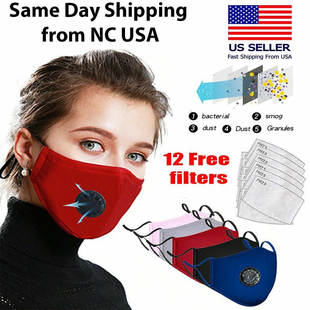 Unisex Reusable Soft Double Layer Washable Cotton Face Nose Mask with 12 Filters